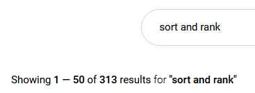 Search results header showing 313 documents found for the exact phrase 