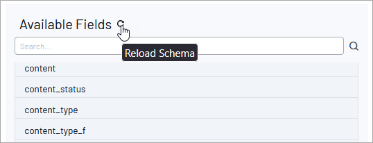 Search field UI with schema reload options