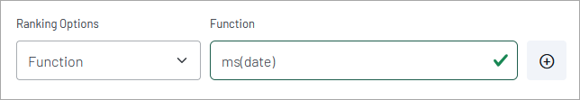 Ranking Options panel with Function dropdown set to 