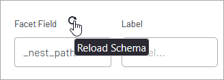 Reload Schema button located above the facet field list in the Site Search admin interface.