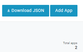 Two action buttons: Download JSON and Add App for OneLogin SSO configuration.