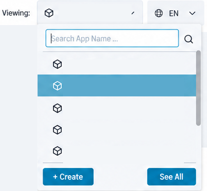 SearchStax Site Search App selection dropdown menu.